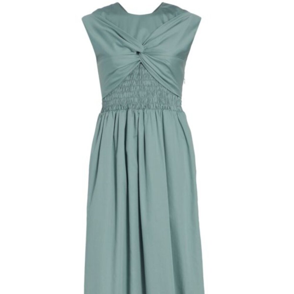 Tove Iona Twisted Smocked Midi Dress